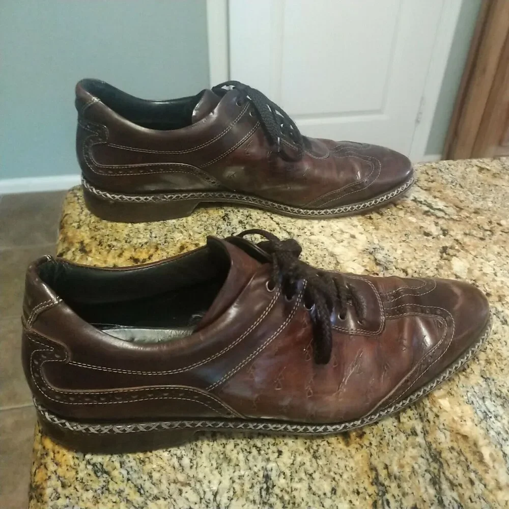 Galizio Torresi Sport Italian Mens 44 / US 10 Leather Brown Dress Shoes Wingtip